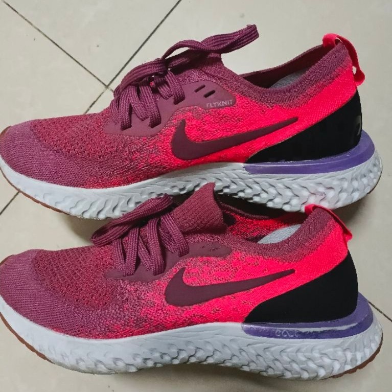 sepatu second RUNNING NIKE SLIP ON Red Pink 36 23