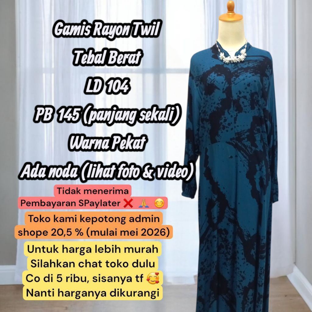 PL Gamis Rayon Twil LD 104 PB 145 Warna Pekat Ada Noda