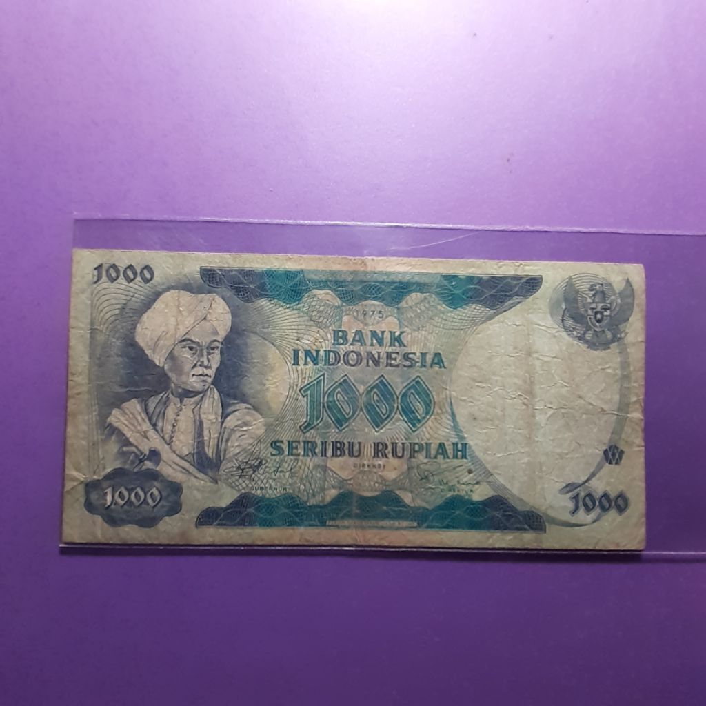 Uang kuno 1000 rupiah diponegoro tahun 1975