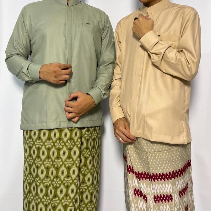 Baju Koko Pria Koko Sultan Bahbus Formal Kancing Dalem Kantong Samping Manset