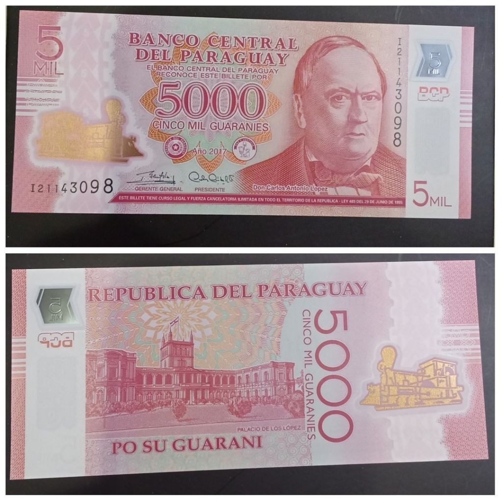 Uang Paraguay 5000cinco polymer UNC sesuai foto