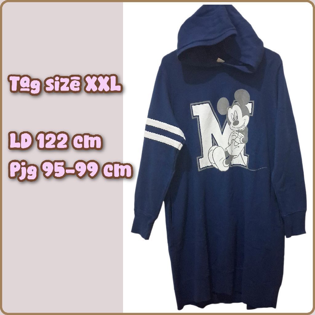 Uniqlo.x Disney size XXL - sweater hoodie dress/tunik Mickey Navy