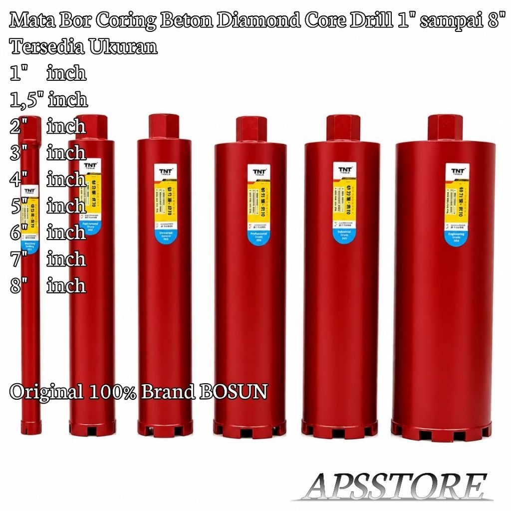 Bosun Mata Bor Coring Beton Aspal 1" 1,5" 2" 2,5" 3" 4" 5" 6" 8" Inch Diamond Core Drill Bitch Mata 