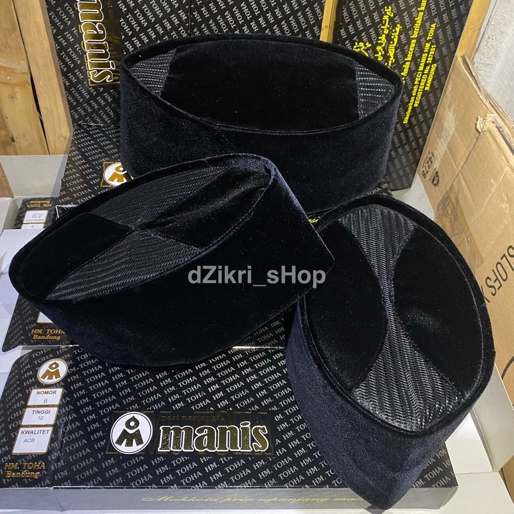 Peci manis original dari HM Toha kopeah manis songkok hitam peci santri