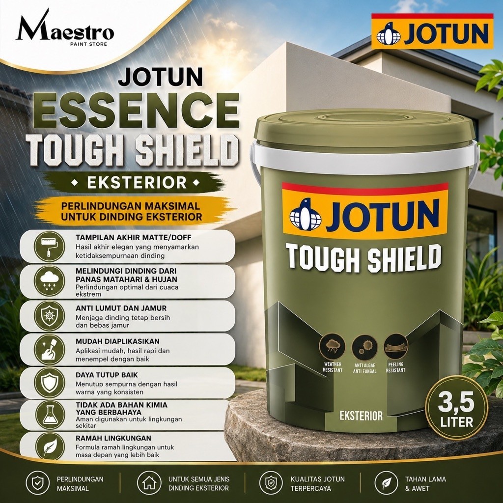 (PART 2) Cat Tembok JOTUN TOUGH SHIELD 3,5 Liter/ 5 KG PUTIH/ BRILLIANT WHITE/ REQUEST WARNA