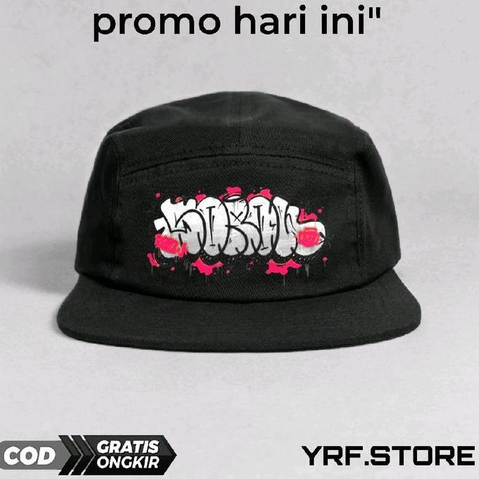 Topi anak Skena,YRF.STORE Warna Hitam dengan Logo Sablon Unik GRAFFITI Abu Putih Merah Simpel,Topi S