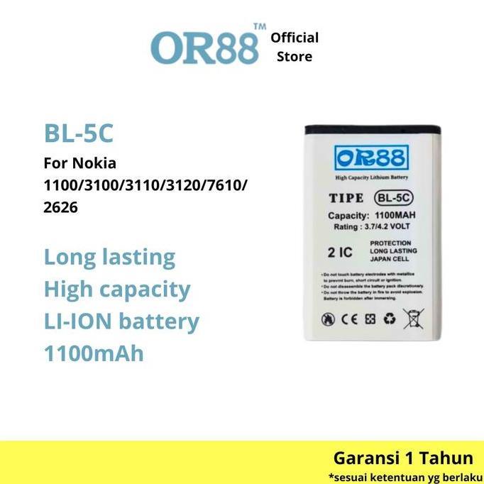 Compo- Battery Baterai Baterai Double Power Or88/Ic Untuk Tipe Nokia Bl-5C / Bl5C / 5C / 1100 / 3100