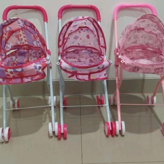 mainan stroller boneka ( TANPA BONEKA) rangka besi Dolls Dorongan