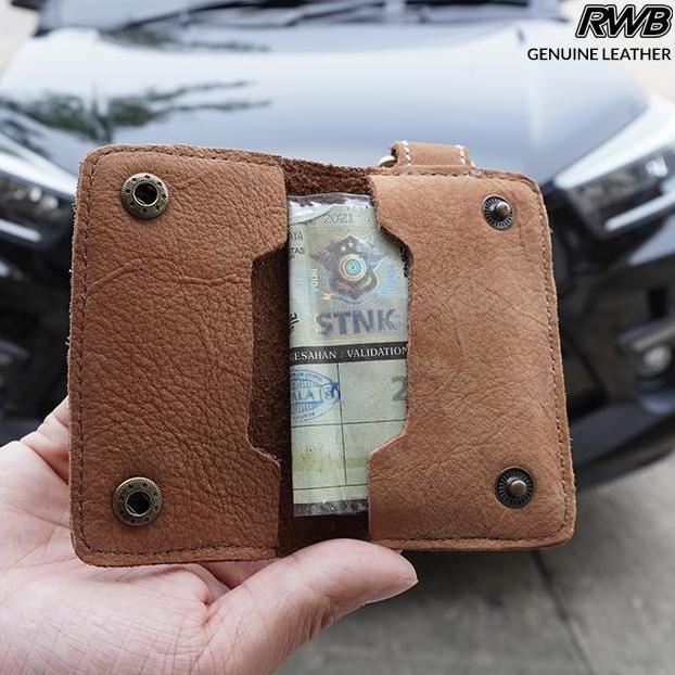 Dompet STNK Gantungan Kunci Mobil dan Motor Kulit Asli RWB Key Case MTL