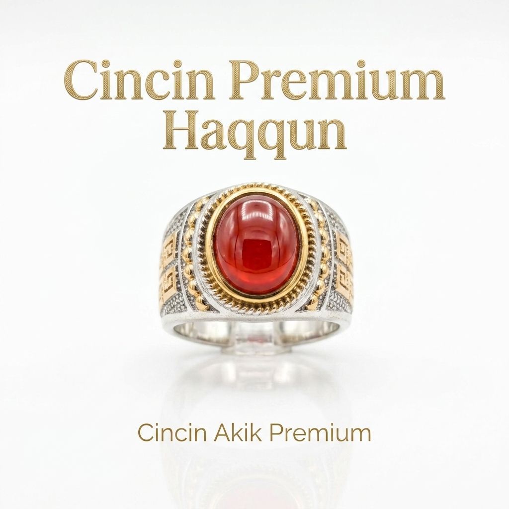 Batu Akik Red Garnet Ring Titanium Super Mewah