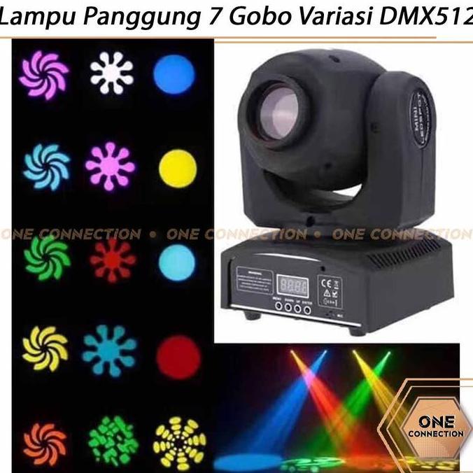 MINI BEAM MOVING HEAD MOVING BEAM LAMPU PANGGUNG 7 GOBO VARIASI DMX512 OC79
