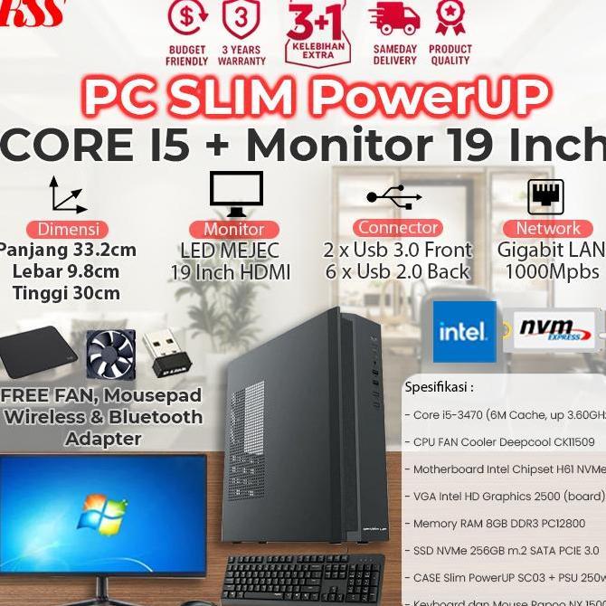 [Baru]Komputer MINI PC / CPU Rakitan Core i5 Include Monitor 19 inch