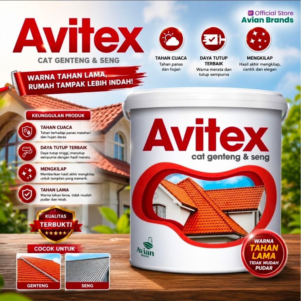 CAT GENTENG SENG AVITEX 4KG SPANDEK ASBES BETON TEMBOK TALANG GALVANIS TANAH LIAT BESI