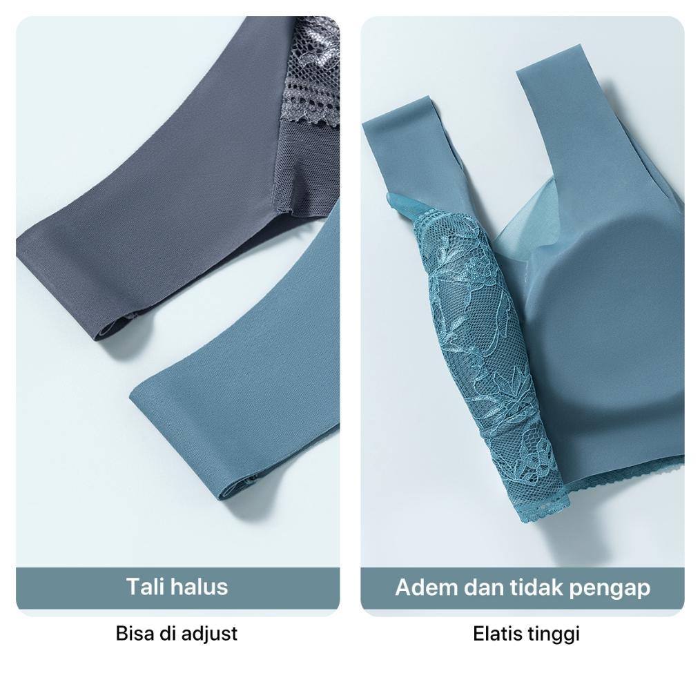Flash Sale Greney-Bra Rompi Renda Bra Wanita Big Size Jumbo Bra Tanpa Kawat Bra Wireless Seamless Br