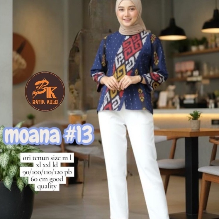 Blouse batik tenun wanita Batik Kulo moana,lengan panjang motif tenun ,