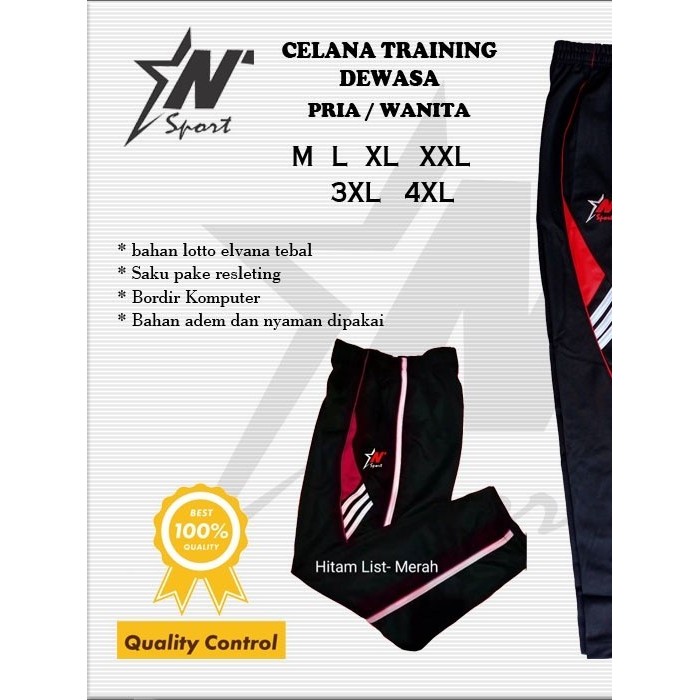 Bisa COD Celana olahraga panjang pria wanita training trening sport lari joging senam original hitam