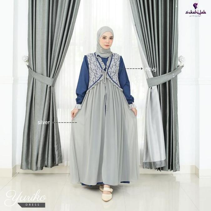 Sukahijab Yuriko Dress Only - Gamis Wanita Pasangan Mewah Kondangan Couple Wudhu Busui Simple Keluar