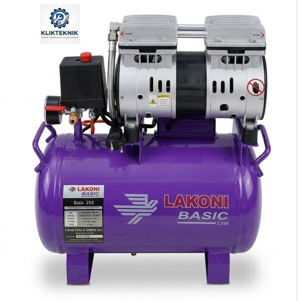 Lakoni basic 25S mesin kompresor udara oilless/tanpa oli