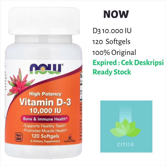 NOW FOOD VITAMIN D3 10000 IU - Vit D D-3 10000IU 120 Softgels