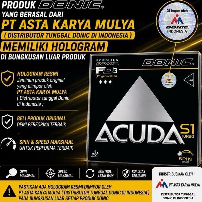 DONIC Karet /Rubber Bat ACUDA SERIES ACUDA S1 TURBO, S1, S2, S3
