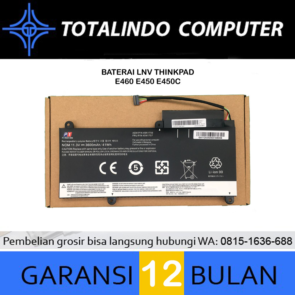 Baterai Lenovo Thinkpad e460 e450 e450c