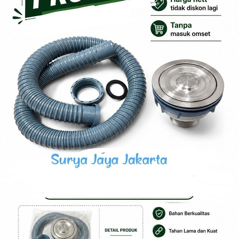 Selang BCP kitchen sink 1 lobang stainless / Afur BCP sela / Pipa pembuangan kitchen sink 1 lubang /