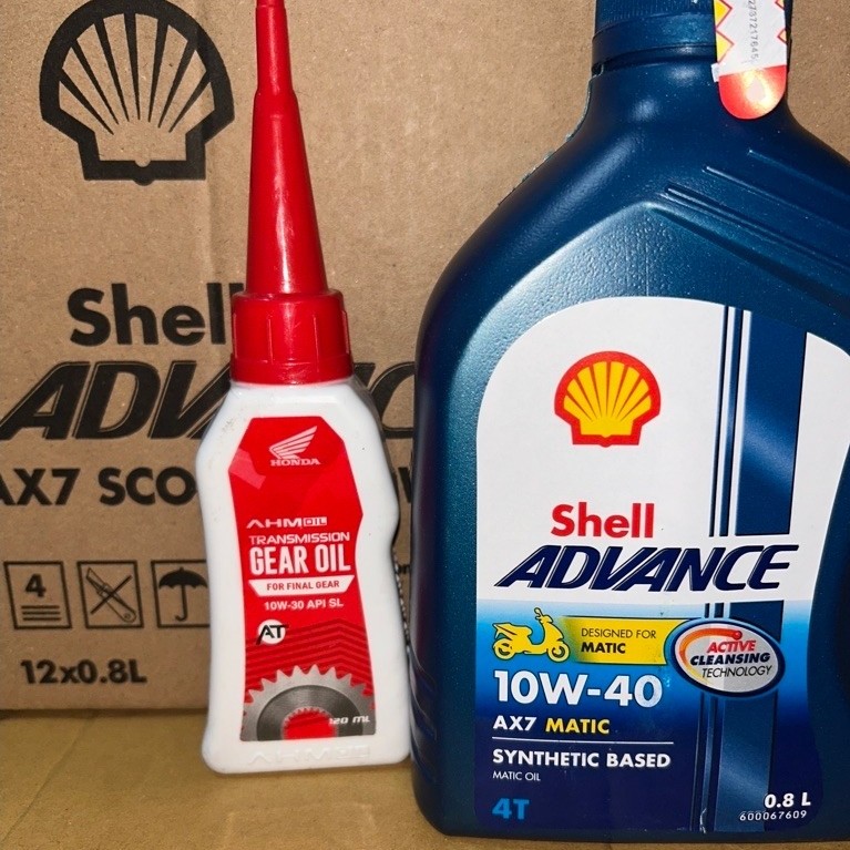 PAKET OLI SHELL AX7 MATIC 0,8 ML DAN OLI GARDAN HONDA AHM