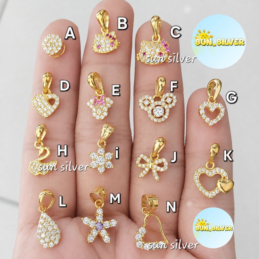 Liontin anak perak 925 lapis kuning / liontin mata mini