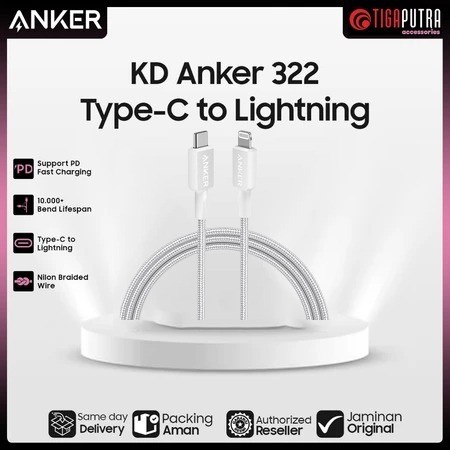 Anker 322 Kabel Data USB-C to Lightning MFI Certified