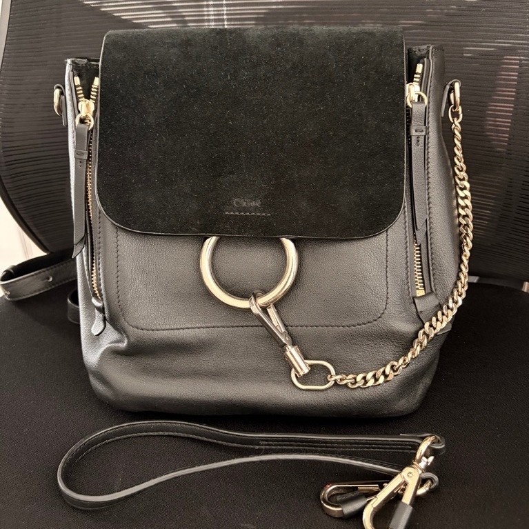 Preloved Tas Branded Chloe Faye Backpack Shoulder Bag Hitam Black
