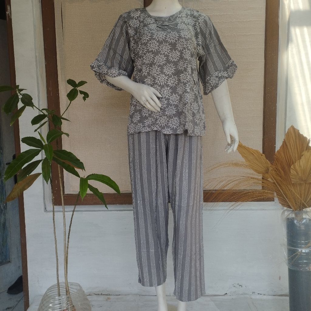 Baju Setelan (Ld106, Pb65, Pc95) celana panjang SPJ Intana 24 Hls by Qonita Batik 100% ORI Daster Pe