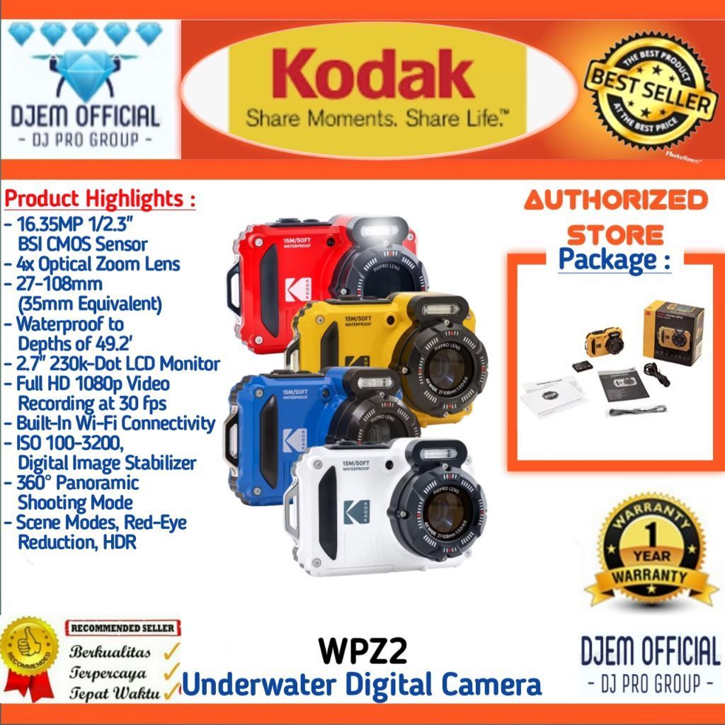 KODAK PIXPRO WPZ2 Digital Camera Underwater Wifi Rugged Waterproof Shockproof 16MP Pocket Kamera / F