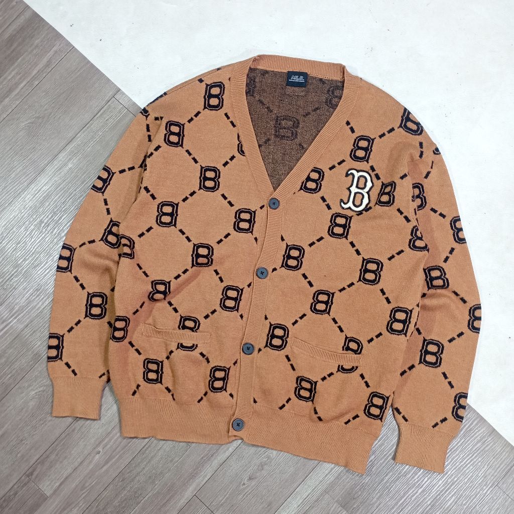 Cardigan MLB Monogram Diamond Boston Red Sox
