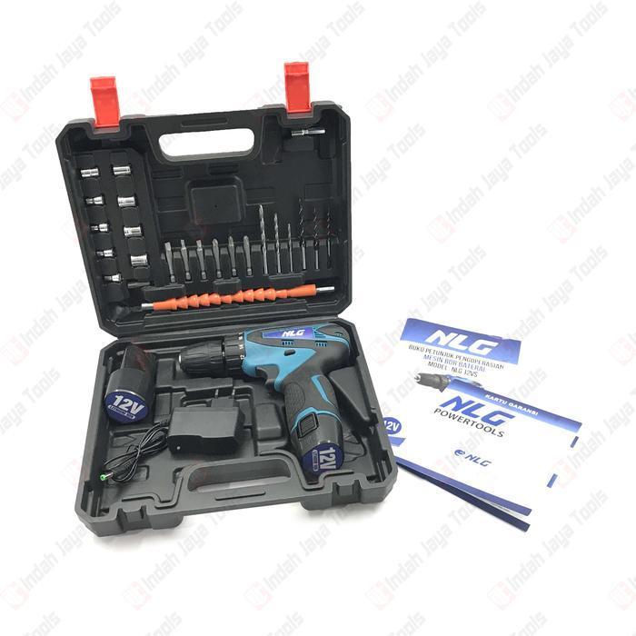 NLG 12VS Bor Cordless Drill Charger 12 Volt - Cas Bor Besi Kayu Bolak Balik Baterai NLG12VS