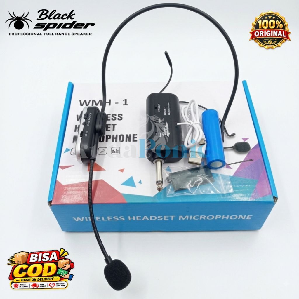 Mic Wireless Black Spider WMH-1 Clip On / Headset Original