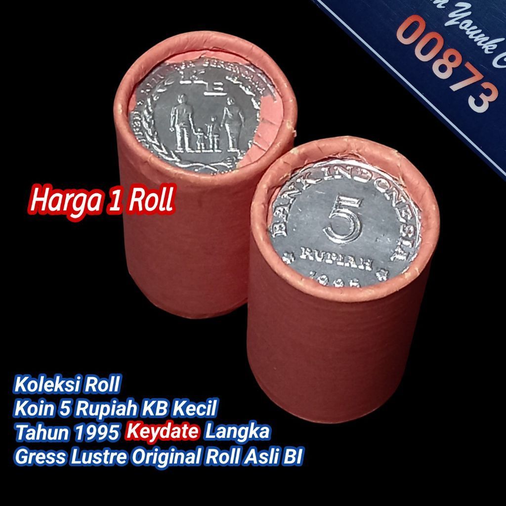 UKI0095Coin 5 Rupiah KB Kecil Thn 1995 Keydate/Langka Gress Lustre Original Asli BI Harga Per-Roll