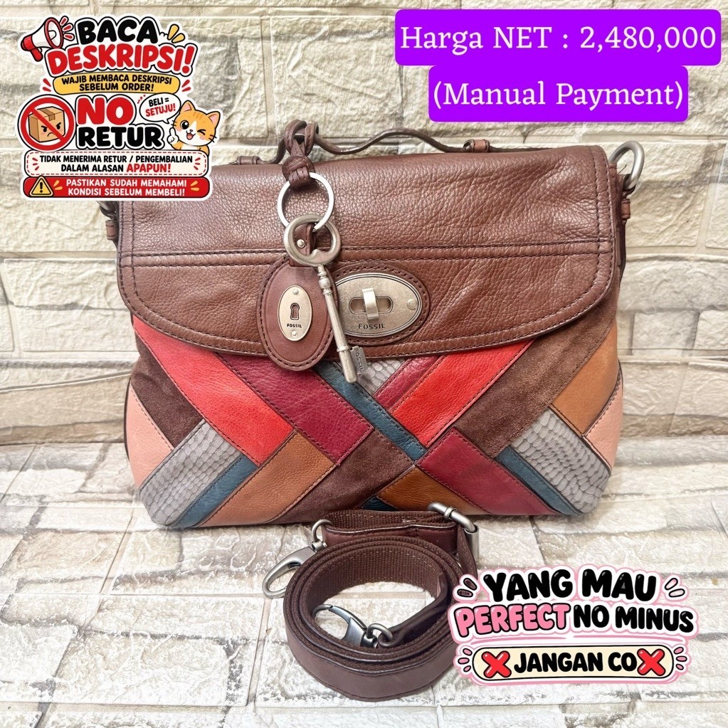 916# NET-Preloved Fossil Maddox Messanger Top Handle PW Dark