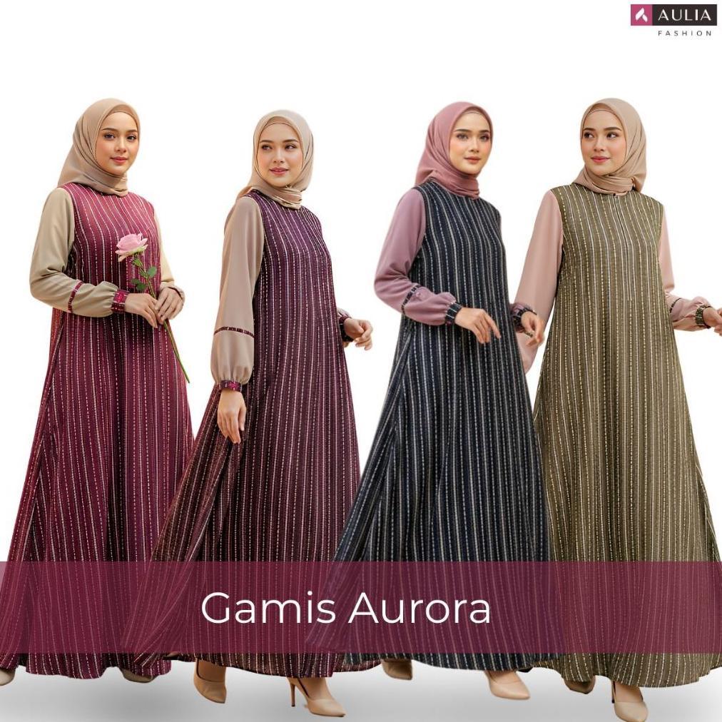 Promo Aulia Fashion Gamis Simpel Kekinian "Aurora"  Bahan Rayon Viscose