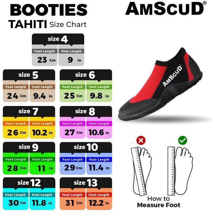 Amscud Booties Havana Low Boot Red / Booties Diving / Sepatu Diving / Sepatu Selam Short Sepatu Sela