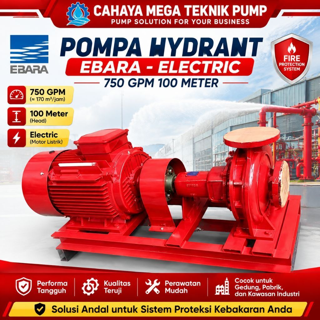 Pompa Hydrant Ebara - Electric - 750 GPM 100 Meter
