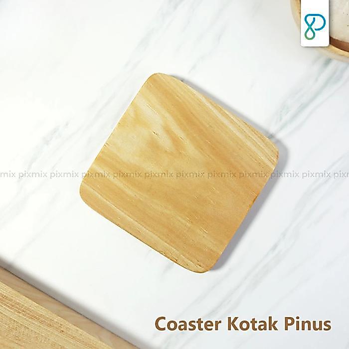 Tatakan Gelas Coaster Kotak Pinus Properti Foto Produk