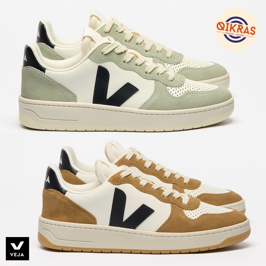 Veja V-10 Leather - Pure Black | Clay | Tent
