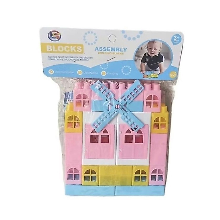 Mainan Blocks Rumah Kincir Edukatif LB 10 / assembly building blocks