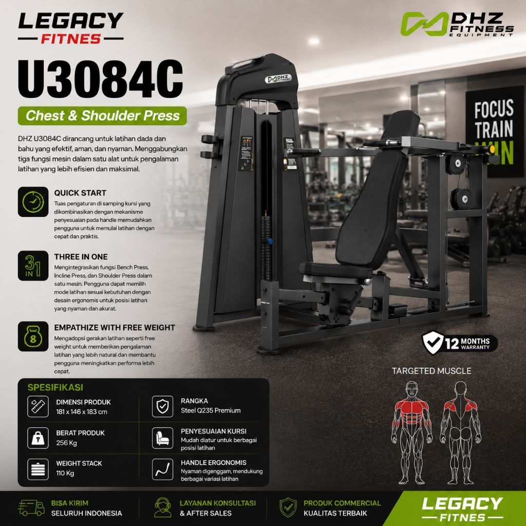 DHZ Shoulder press Chest press Alat fitnes