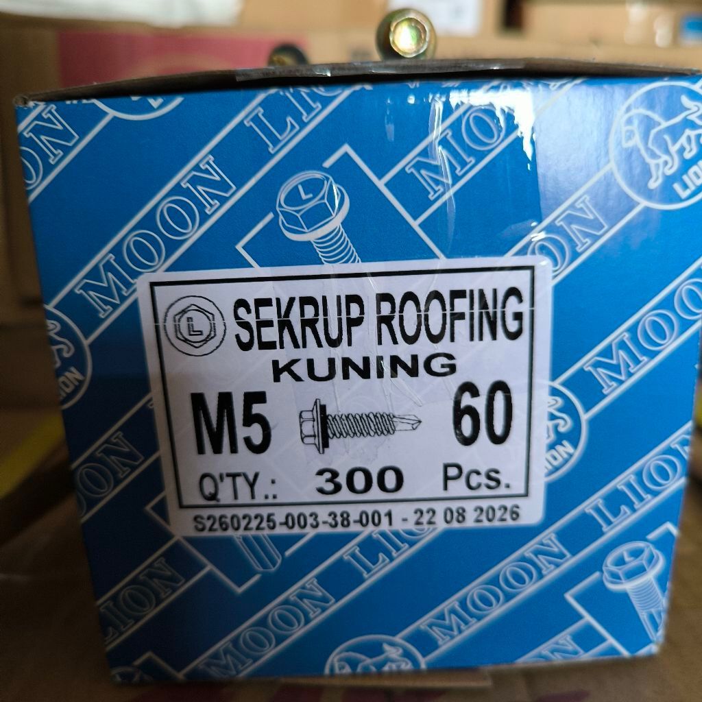 Sekrup Roofing Kuning Moon Lion 6 Cm Isi 300 Pcs / Sekrup Roofing Lion 6 Cm