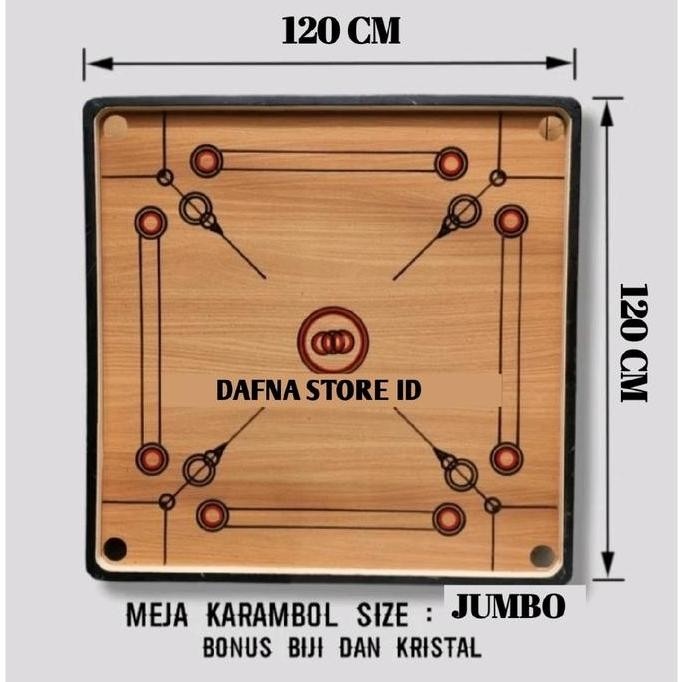 Meja Karambol/Papan Karambol Ukuran Jumbo 120 X 120 Cm Gratis Biji Dan Kristal Karambol Pendidikan B