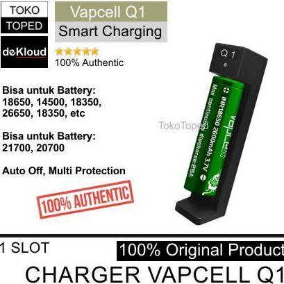 Authentic VAPCELL Q1 Battery Charger | baterai batre 18650 21700 cas