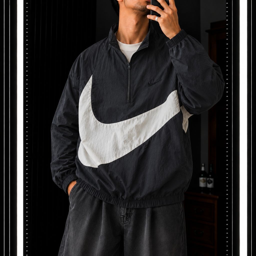 windbreaker nike big logo vintage