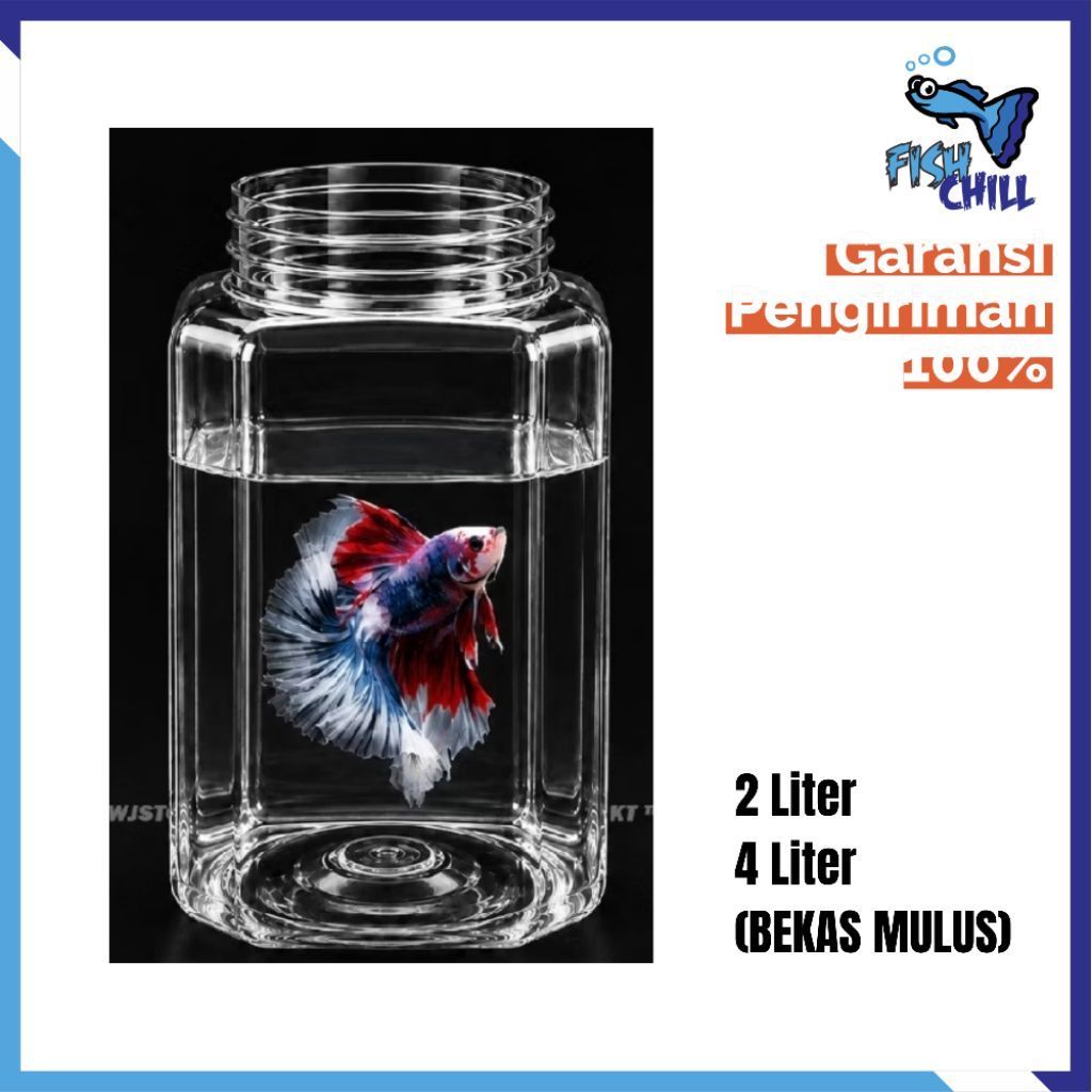 TOPLES CUPANG PLASTIK 2 & 4 LITER [BEKAS MULUS] •.Aquarium Kaca Ikan Hias Tumbuhan Air Tawar Filter 