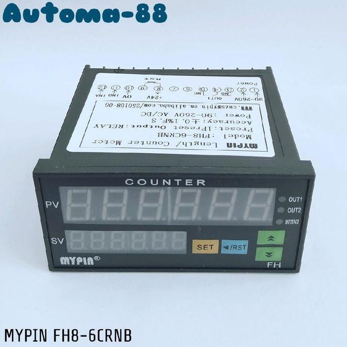 MYPIN FH8-6CRNB AC 220V DIGITAL COUNTER CONTROLLER 6 DIGIT BATCH CONTROL BATCHING OUTPUT RELAY